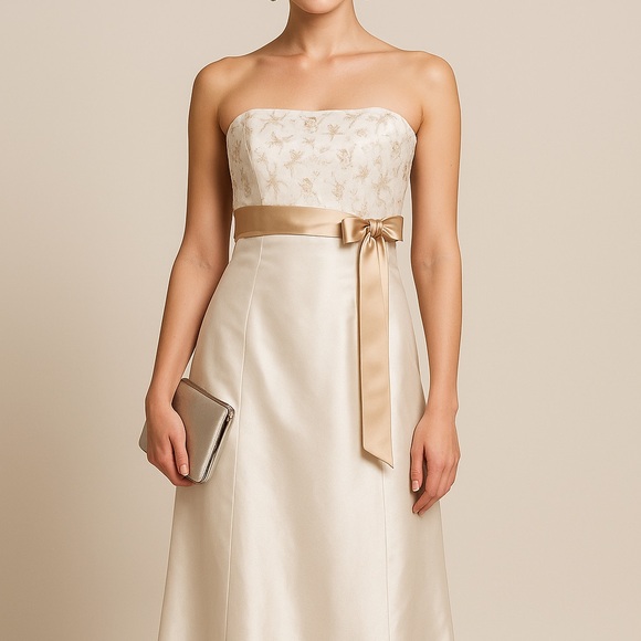 Vintage Jessica McClintock Gunne Sax Gown Ivory Gold Bird In The Chimney 11 - Picture 1 of 16